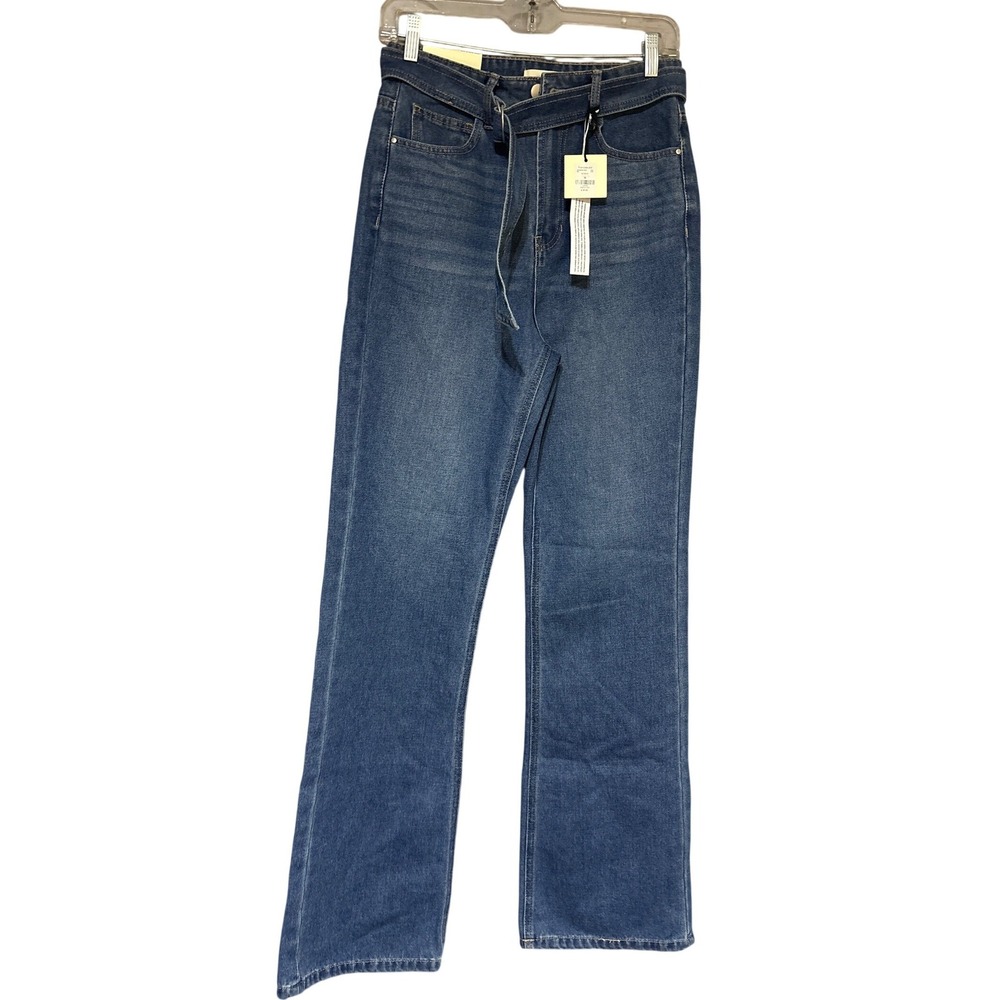 Francesca's tgla Jeans Womens 26 High Rise Flare Blue Belted MED New